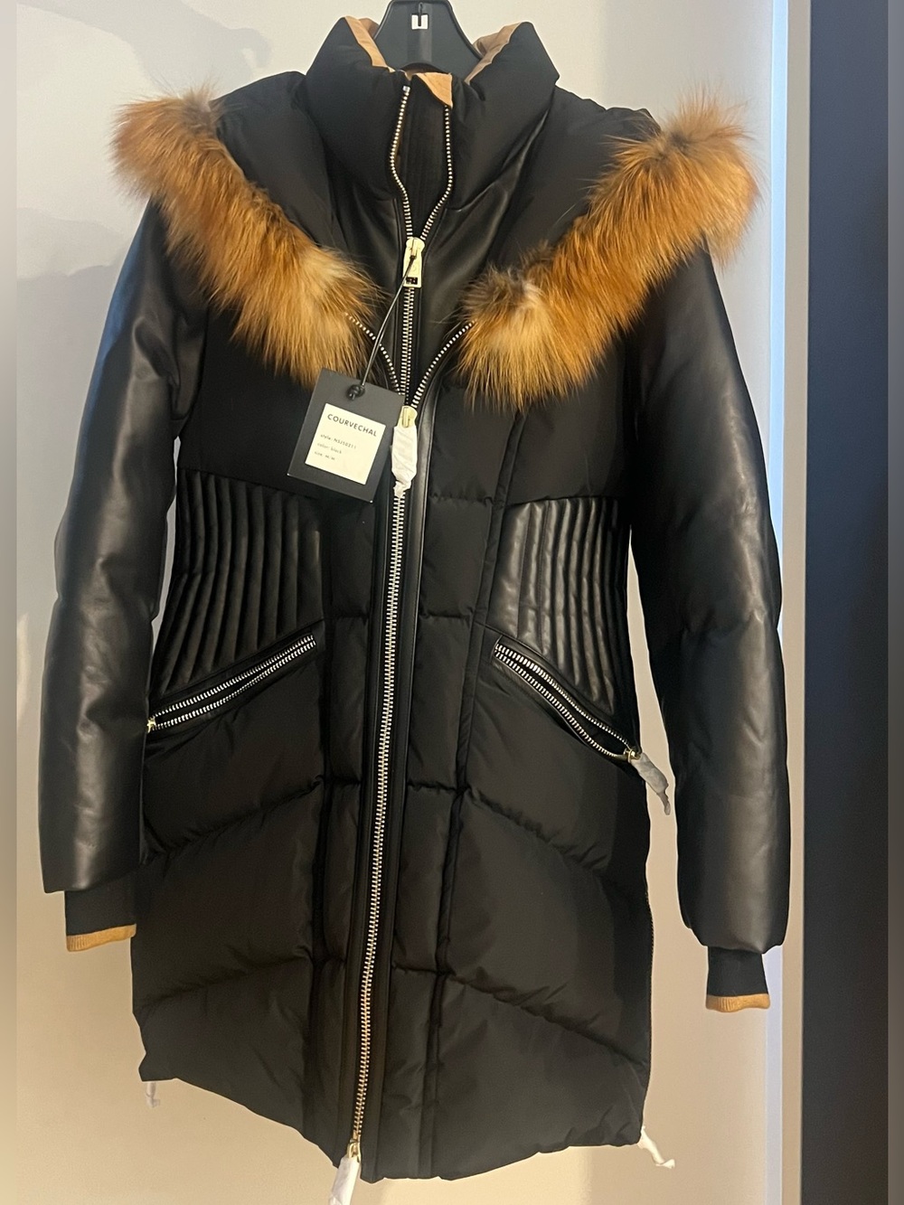 NEW with tags Nicole Benisti Courvechal Fox Fur-Trim Down Puffer Coat